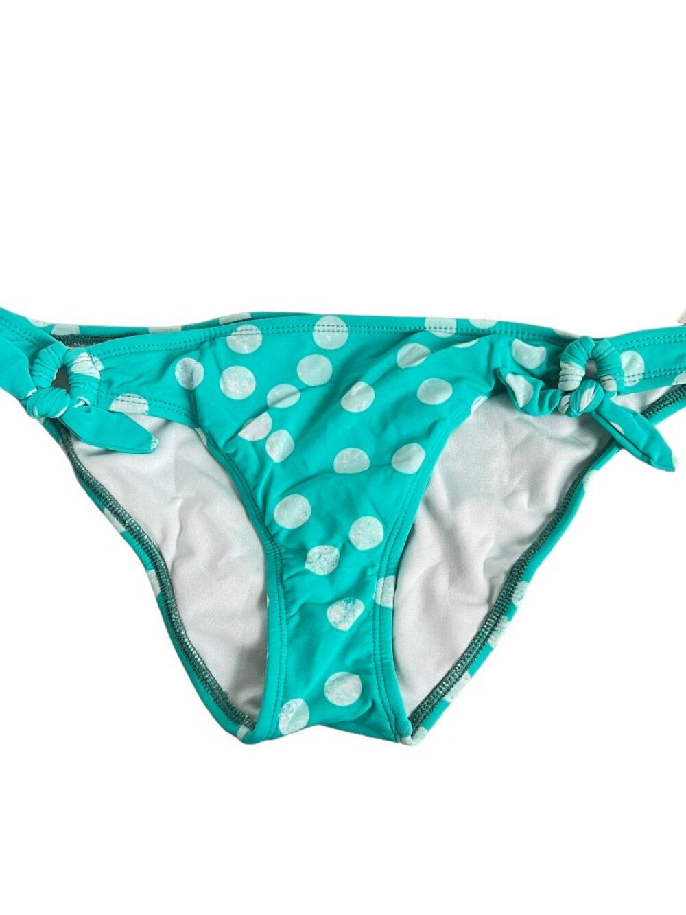 Bikini Lab swimsuit bottoms XL turquoise blue with white polka dots side knots